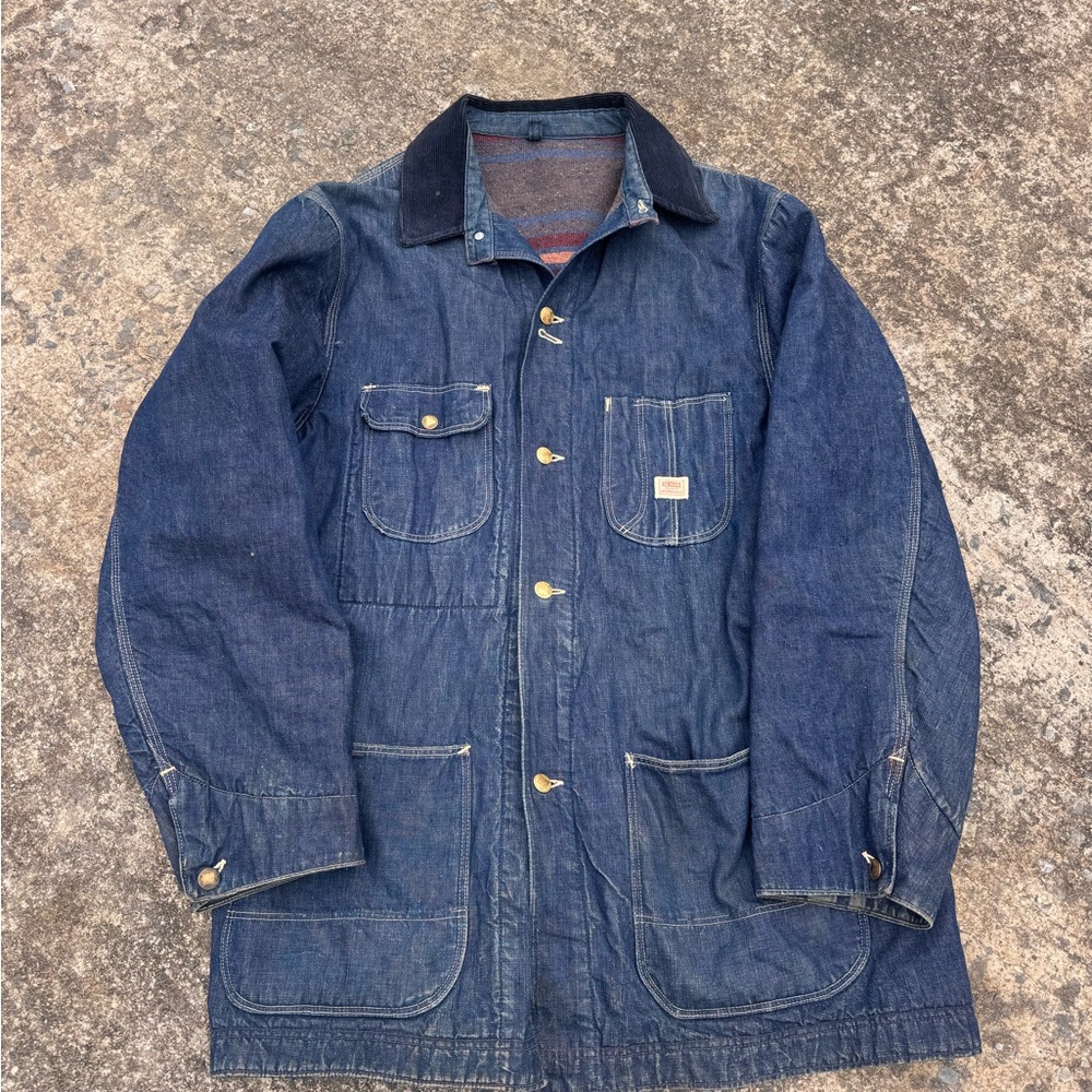 Vintage 60s Hercules Sears Roebuck And Co Denim Chore Jacket Coat Lined Detroit
